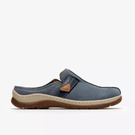 Sabots Orlene pour femme en nubuck bleu denim – Sabots et Mules