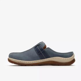 Sabots Orlene pour femme en nubuck bleu denim – Sabots et Mules