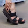 Sandales compensées Arla Stroll Black Cloudsteppers™ pour femme