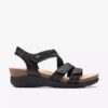 Sandales compensées Calenne Clara noires pour femme
