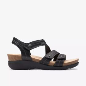 Sandales compensées Calenne Clara noires pour femme