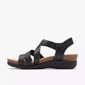 Sandales compensées Calenne Clara noires pour femme