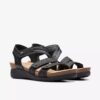Sandales compensées Calenne Clara noires pour femme