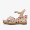 Sandales compensées Chicly Floral blanches pour femme Sandales compensées Chicly Floral blanches pour femme
