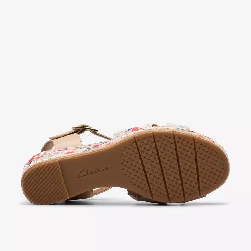 Sandales compensées Chicly Floral blanches pour femme Sandales compensées Chicly Floral blanches pour femme