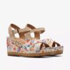 Sandales compensées Chicly Floral blanches pour femme Sandales compensées Chicly Floral blanches pour femme