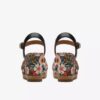 Sandales compensées Chicly Floral à imprimé noir pour femme