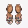 Sandales compensées Chicly Floral à imprimé noir pour femme