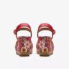 Sandales compensées Chicly Floral à imprimé rouge pour femme