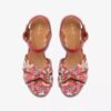 Sandales compensées Chicly Floral à imprimé rouge pour femme