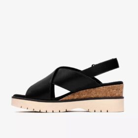 Sandales compensées Diaz Cross en cuir noir pour femme