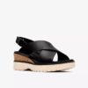 Sandales compensées Diaz Cross en cuir noir pour femme