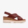 Sandales compensées Diaz Cross en cuir orange brûlé pour femme Sandales compensées Diaz Cross en cuir orange brûlé pour femme