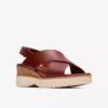 Sandales compensées Diaz Cross en cuir orange brûlé pour femme Sandales compensées Diaz Cross en cuir orange brûlé pour femme