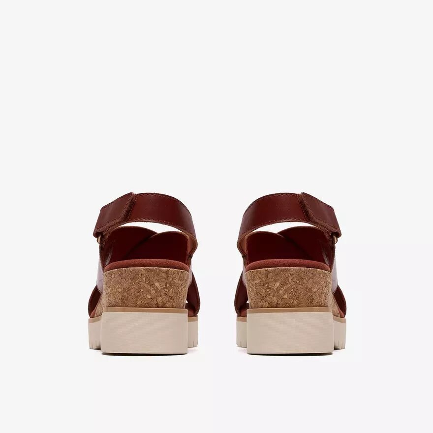 Sandales compensées Diaz Cross en cuir orange brûlé pour femme Sandales compensées Diaz Cross en cuir orange brûlé pour femme
