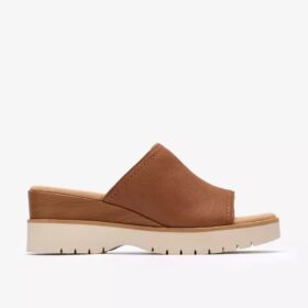 Sandales compensées Diaz pour femme en cuir beige