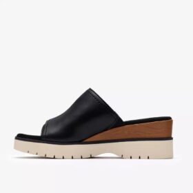 Sandales compensées Diaz pour femme en cuir noir – US