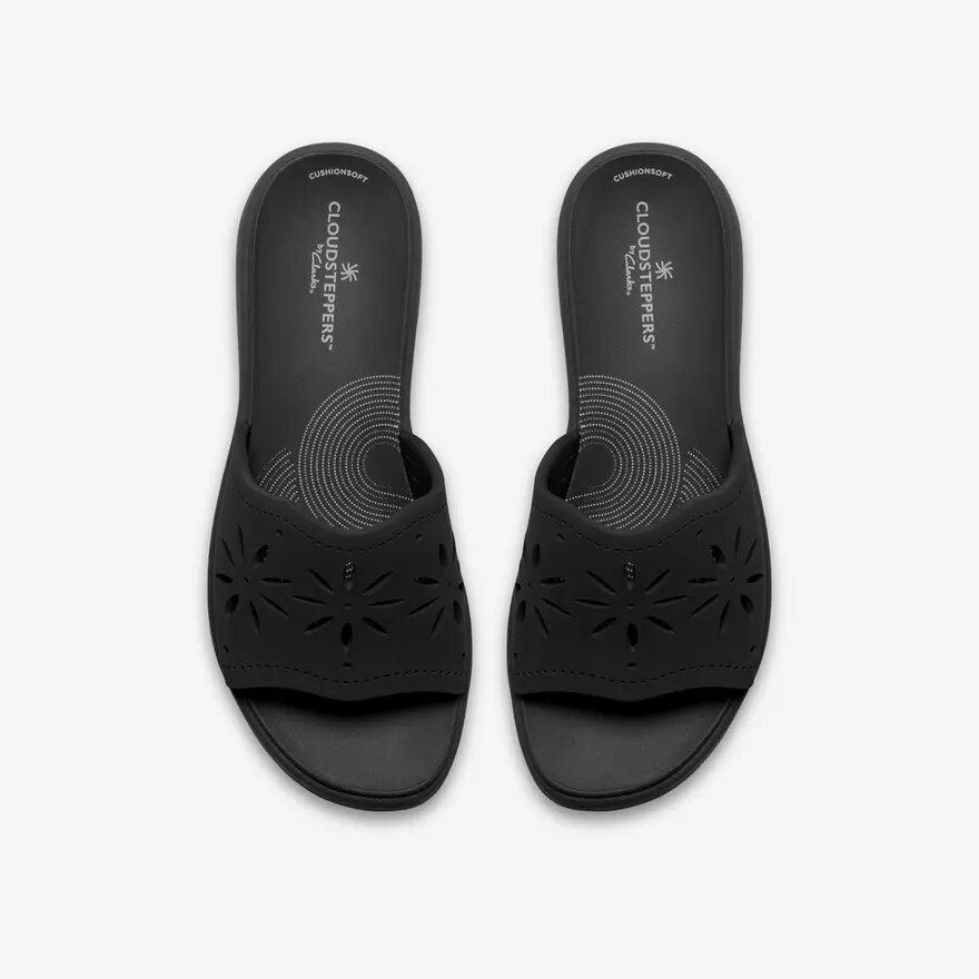 Sandales compensées Drift Floral noires pour femme Sandales compensées Drift Floral noires pour femme