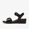 Sandales compensées Kacha Twist en cuir noir pour femme Sandales compensées Kacha Twist en cuir noir pour femme