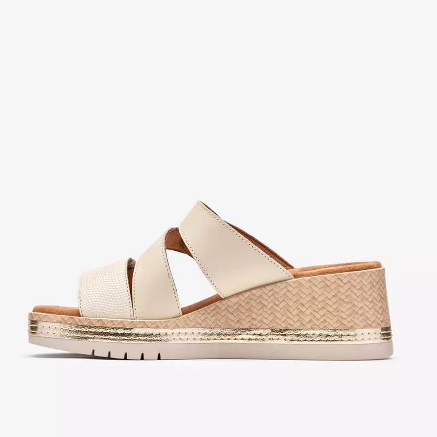 Sandales compensées Kidiki Cove en cuir crème pour femme Sandales compensées Kidiki Cove en cuir crème pour femme