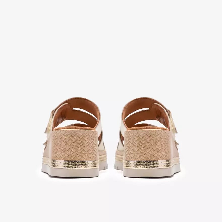 Sandales compensées Kidiki Cove en cuir crème pour femme Sandales compensées Kidiki Cove en cuir crème pour femme