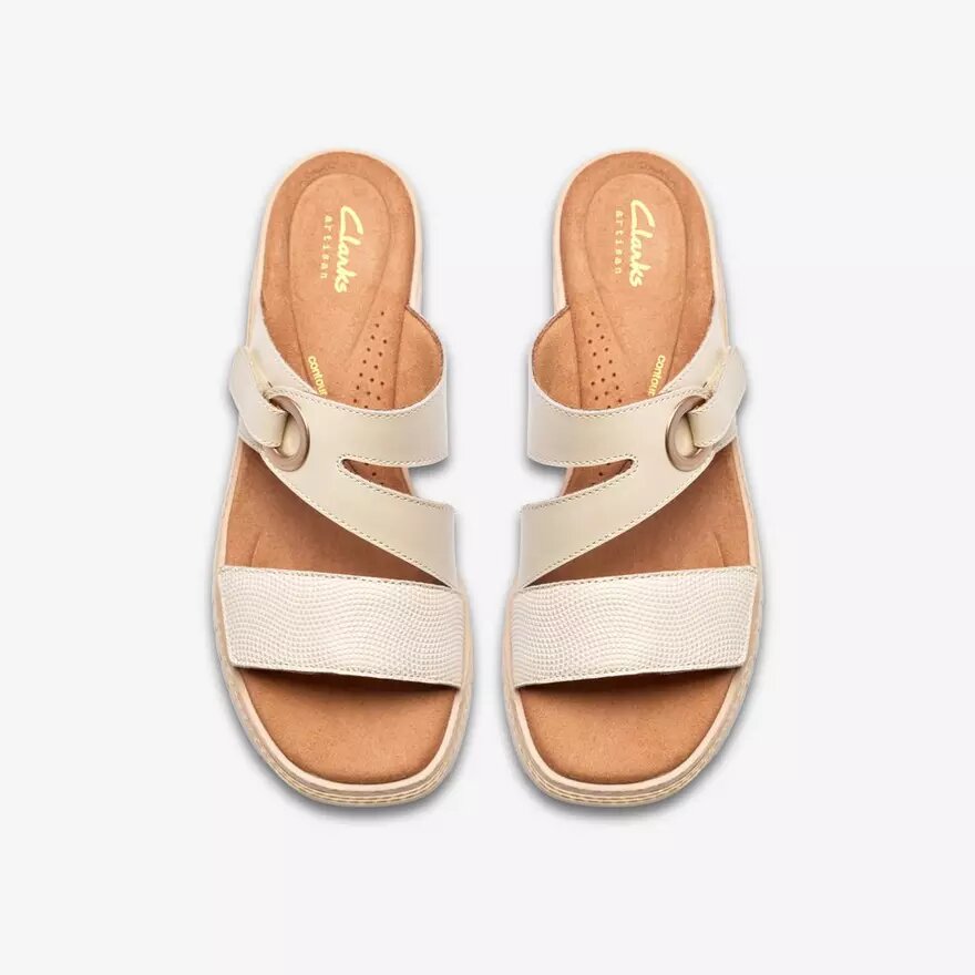 Sandales compensées Kidiki Cove en cuir crème pour femme Sandales compensées Kidiki Cove en cuir crème pour femme
