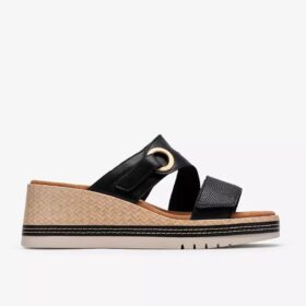 Sandales compensées Kidiki Cove en cuir noir pour femme