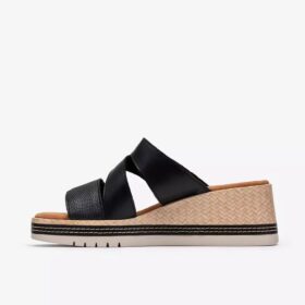 Sandales compensées Kidiki Cove en cuir noir pour femme