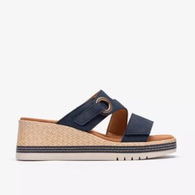 Sandales compensées Kidiki Cove en nubuck bleu marine pour femme