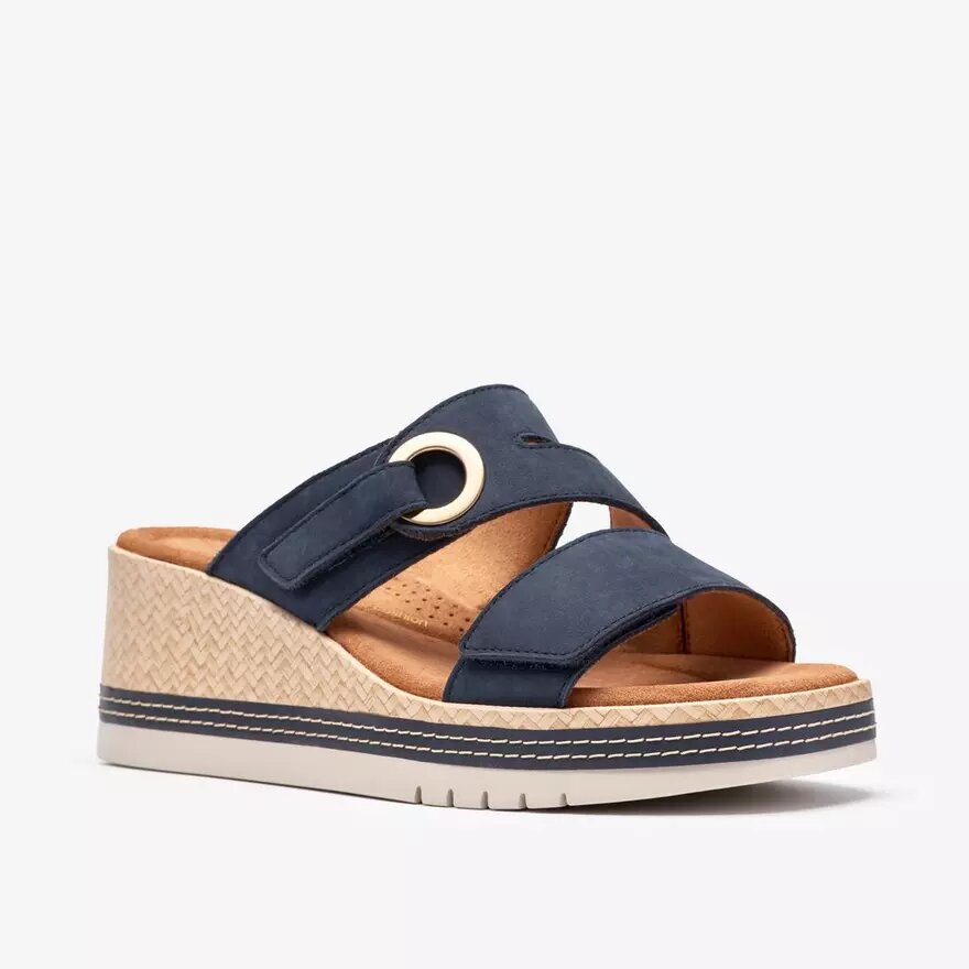 Sandales compensées Kidiki Cove en nubuck bleu marine pour femme Sandales compensées Kidiki Cove en nubuck bleu marine pour femme