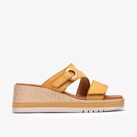 Sandales compensées Kidiki Cove en nubuck jaune pour femme