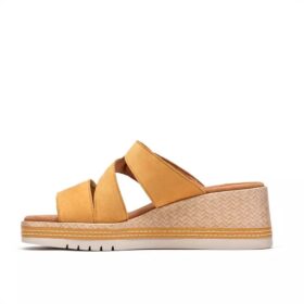 Sandales compensées Kidiki Cove en nubuck jaune pour femme