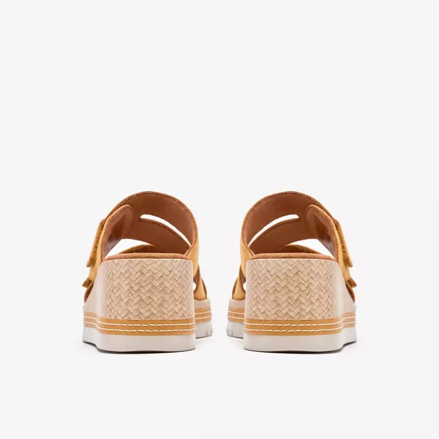Sandales compensées Kidiki Cove en nubuck jaune pour femme Sandales compensées Kidiki Cove en nubuck jaune pour femme