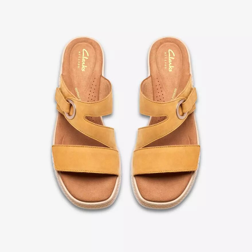 Sandales compensées Kidiki Cove en nubuck jaune pour femme Sandales compensées Kidiki Cove en nubuck jaune pour femme