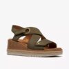 Sandales compensées Kidiki Sun en nubuck olive foncé pour femme Sandales compensées Kidiki Sun en nubuck olive foncé pour femme