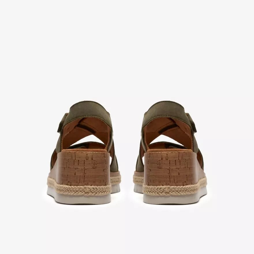 Sandales compensées Kidiki Sun en nubuck olive foncé pour femme Sandales compensées Kidiki Sun en nubuck olive foncé pour femme