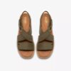 Sandales compensées Kidiki Sun en nubuck olive foncé pour femme Sandales compensées Kidiki Sun en nubuck olive foncé pour femme