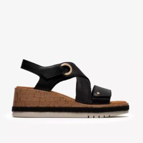 Sandales compensées Kidiki Sun noires pour femme