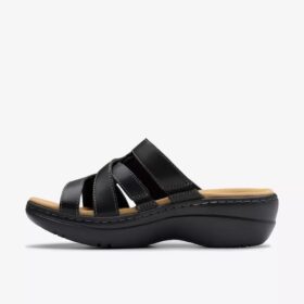 Sandales compensées Merliah2 Cove en cuir noir pour femme