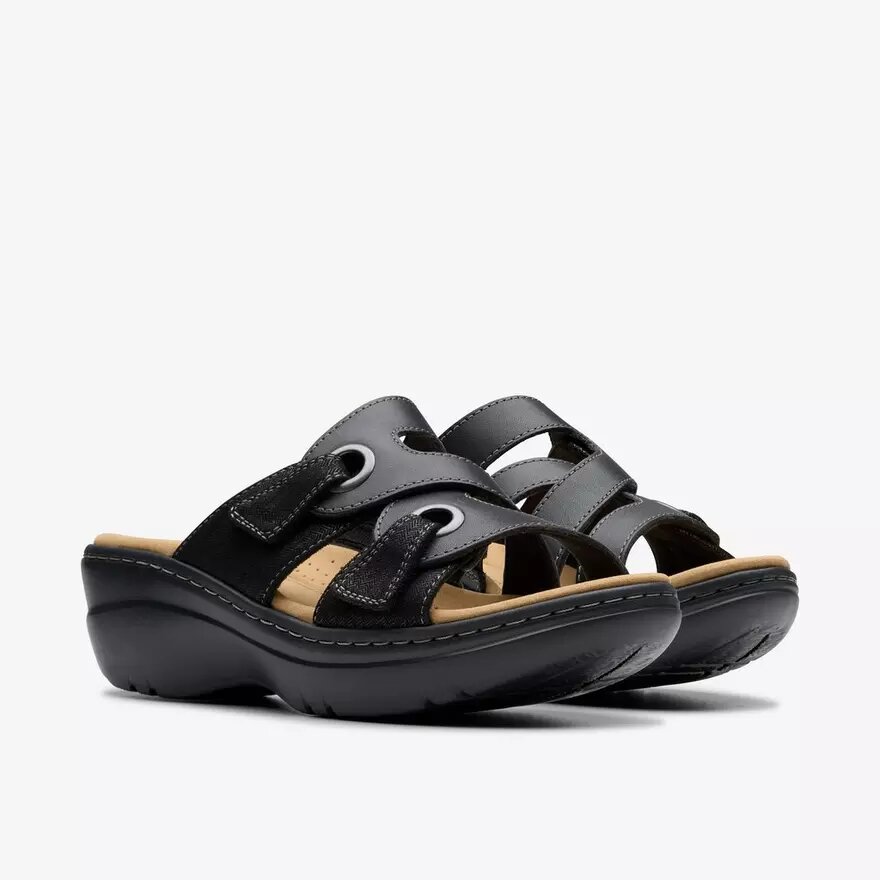 Sandales compensées Merliah2 Cove en cuir noir pour femme Sandales compensées Merliah2 Cove en cuir noir pour femme