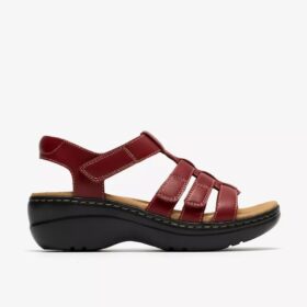 Sandales compensées Merliah2 en cuir rouge rubis pour femme
