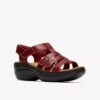 Sandales compensées Merliah2 en cuir rouge rubis pour femme Sandales compensées Merliah2 en cuir rouge rubis pour femme