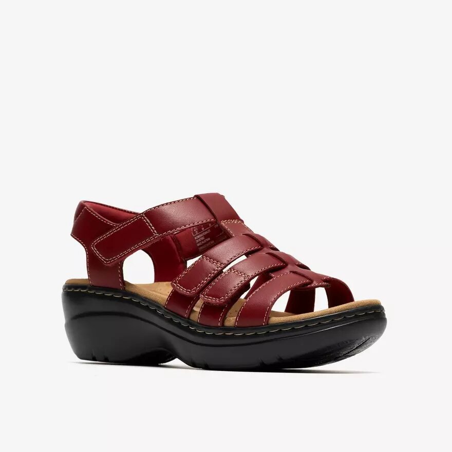 Sandales compensées Merliah2 en cuir rouge rubis pour femme Sandales compensées Merliah2 en cuir rouge rubis pour femme
