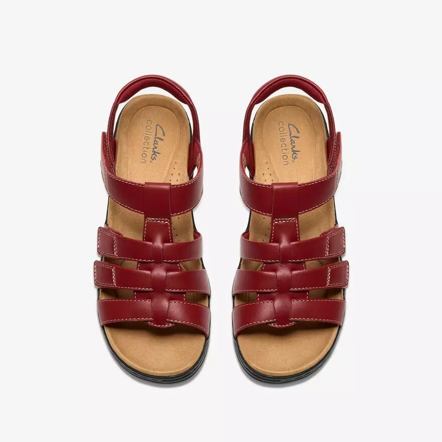 Sandales compensées Merliah2 en cuir rouge rubis pour femme Sandales compensées Merliah2 en cuir rouge rubis pour femme