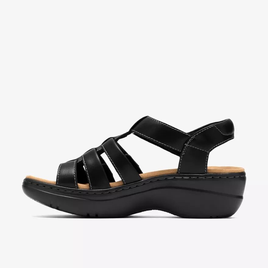 Sandales compensées Merliah2 Ruby en cuir noir pour femme Sandales compensées Merliah2 Ruby en cuir noir pour femme