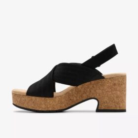 Sandales compensées Nerisa West en nubuck noir pour femme