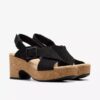 Sandales compensées Nerisa West en nubuck noir pour femme Sandales compensées Nerisa West en nubuck noir pour femme