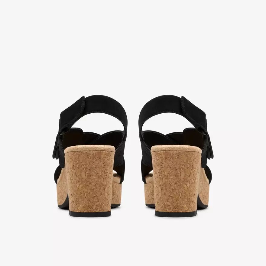 Sandales compensées Nerisa West en nubuck noir pour femme Sandales compensées Nerisa West en nubuck noir pour femme