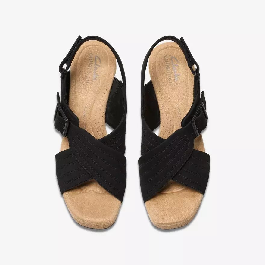 Sandales compensées Nerisa West en nubuck noir pour femme Sandales compensées Nerisa West en nubuck noir pour femme