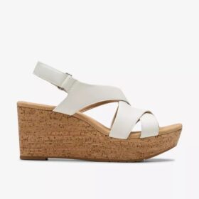 Sandales compensées Rose en cuir blanc pour femme
